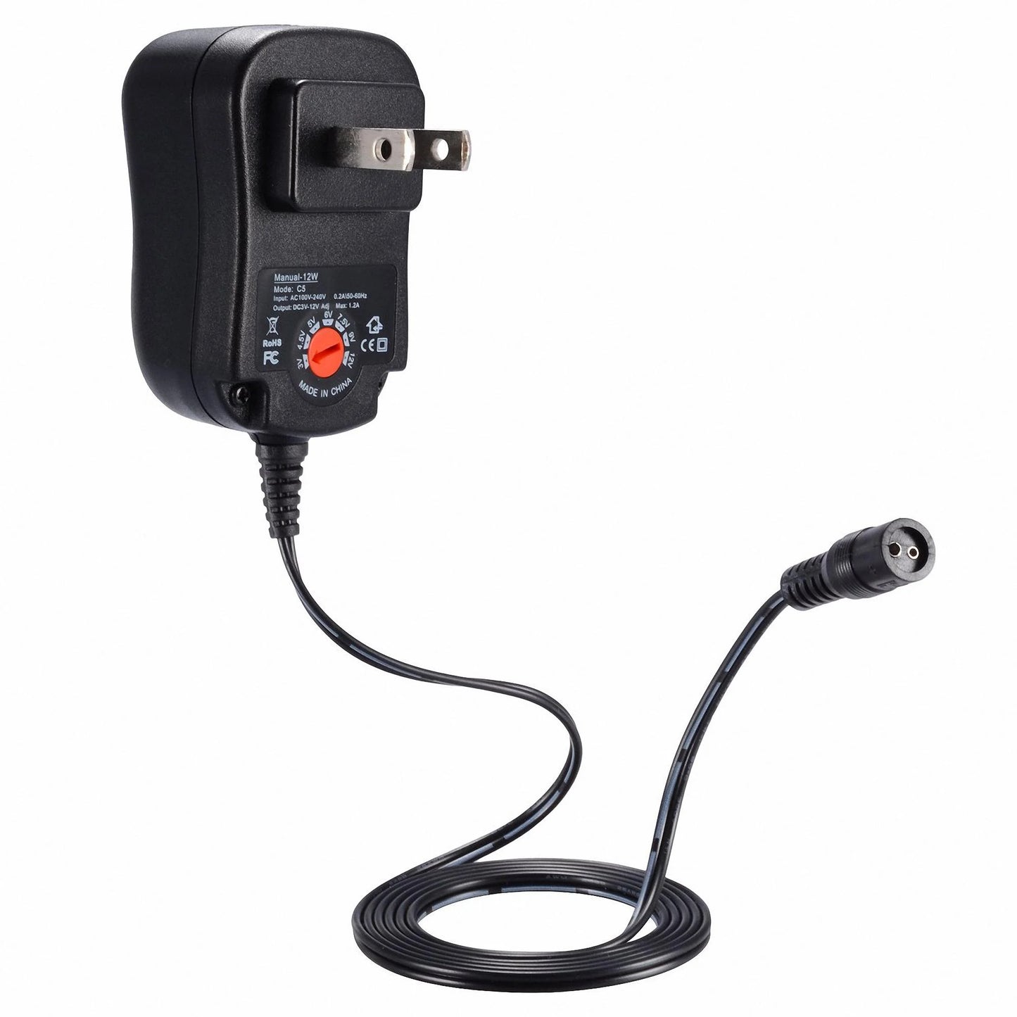 12W Universal Charger AC/DC Adapter Switching Power Supply with 6 Selectable Adapter Plugs (Can'T Work with Laptop)