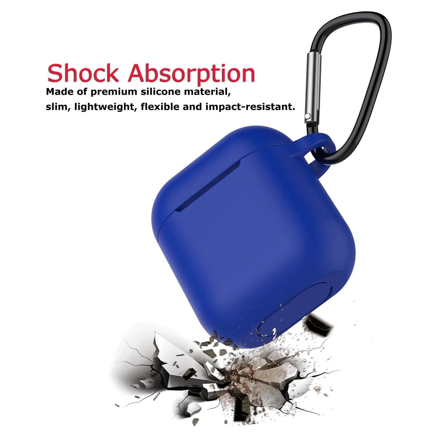 Airpods 1 & 2 Silicone Case, Airpods Case with Keychain, Shockproof Protective Premium Silicone Cover Skin for Apple Airpods 1St & 2Nd -Blue