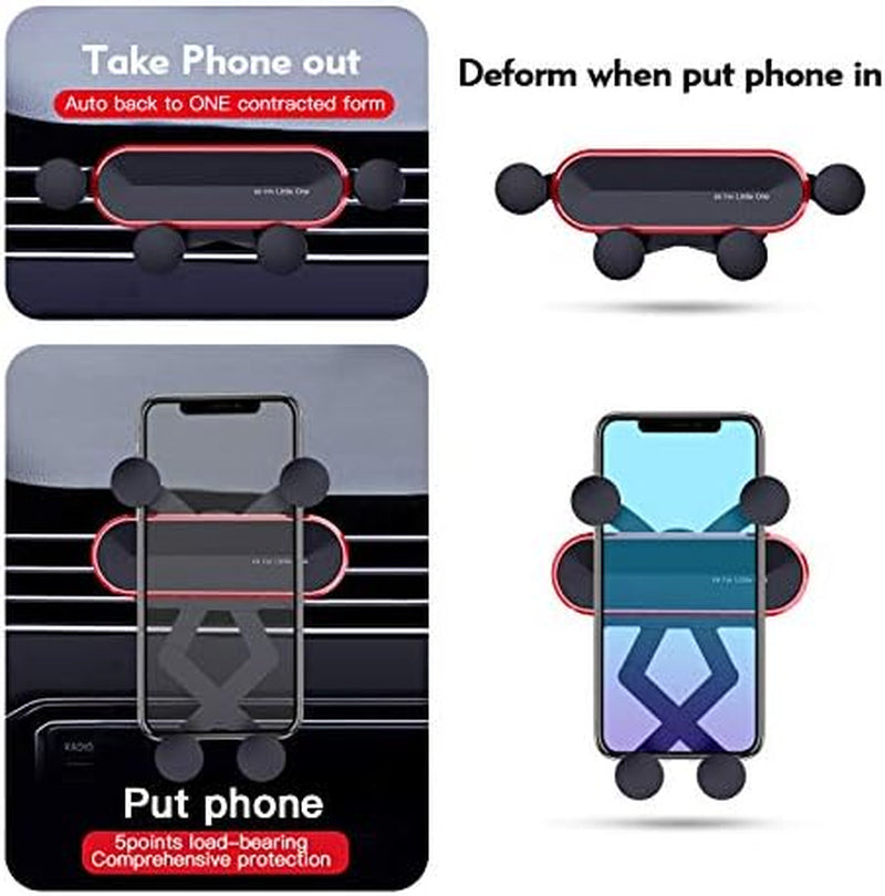 Car Phone Holder Mount, Cell Phone Car Air Vent Clip Holder, Auto Lock Hands Free Car Mini Bracket Cover to 4-6 Inch Device, Red