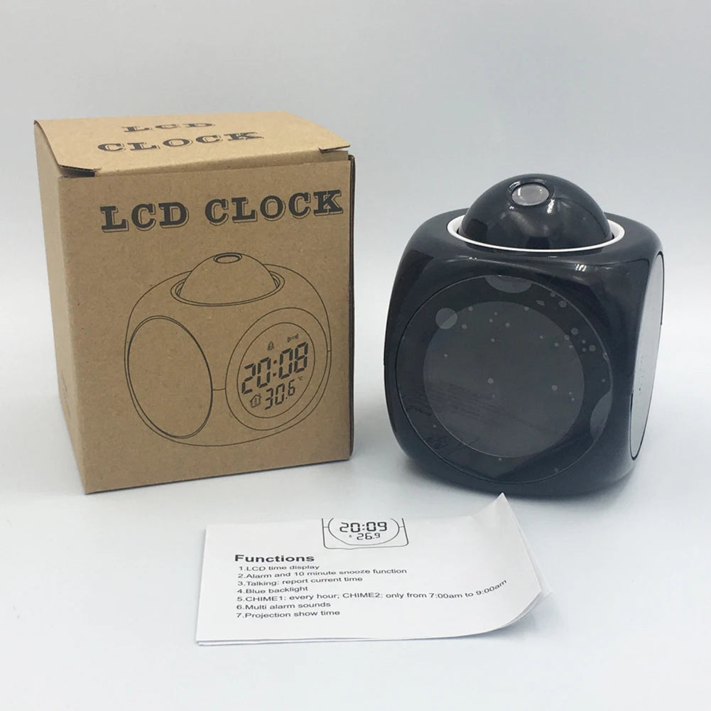 Electronic Alarm Clock Multi-Function Digital Projection Alarm Clock Temperature Display 12/24 Hours for Home Bedroom Decoration