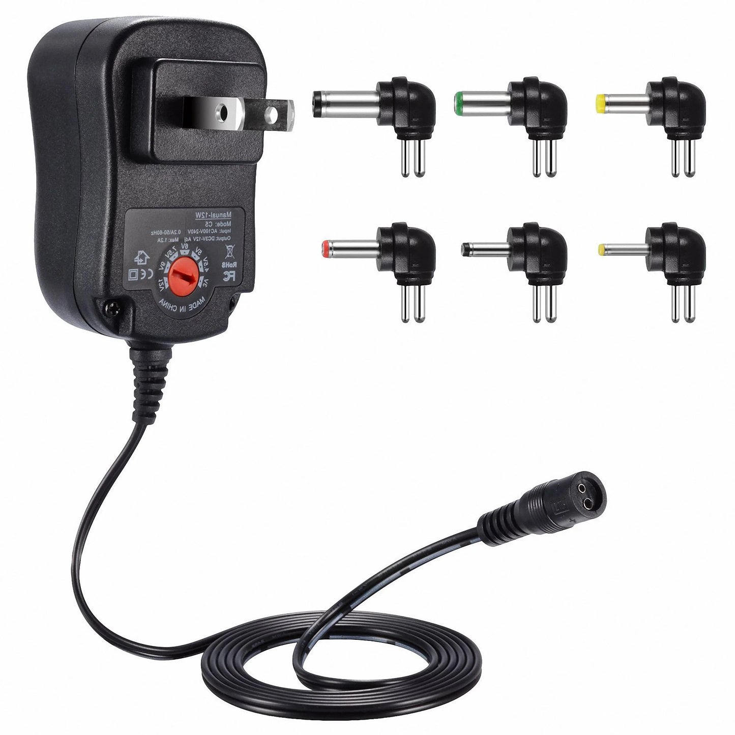 12W Universal Charger AC/DC Adapter Switching Power Supply with 6 Selectable Adapter Plugs (Can'T Work with Laptop)