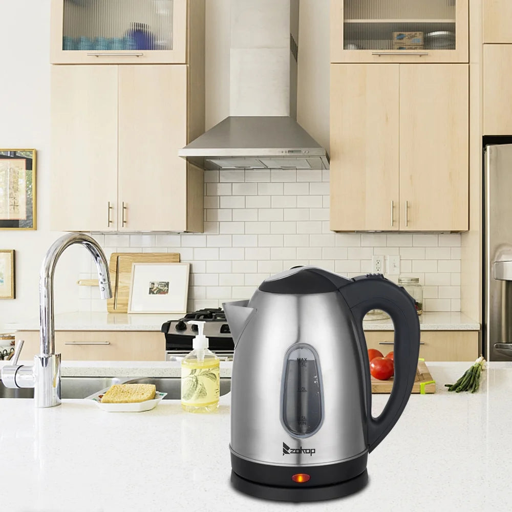 1500W 1.5L Stainless Steel Electric Kettle with Water Window, Silver