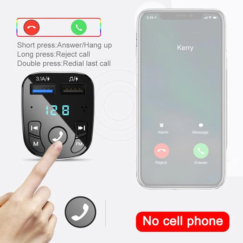 3.1A 10M FM Transmitting Car Bluetooth MP3 Music Player Built-In Overcurrent Short Circuit Protection BT Wireless Connection