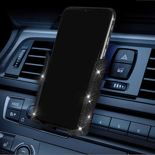 Bling Car Phone Holder, 360 Degrees Adjustable Crystal Auto Car Mount Phone Holder for Dashboard,Windshield and Air Vent (Black)