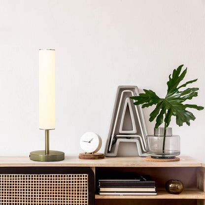 O’Bright Dimmable LED Cylinder Table Lamp with USB Charging Port, 3 Color Temperatures, Modern, Minimal, Night Lamp, Desk Lamp for Living Room, Bedroom, Home Office, Antique Brass
