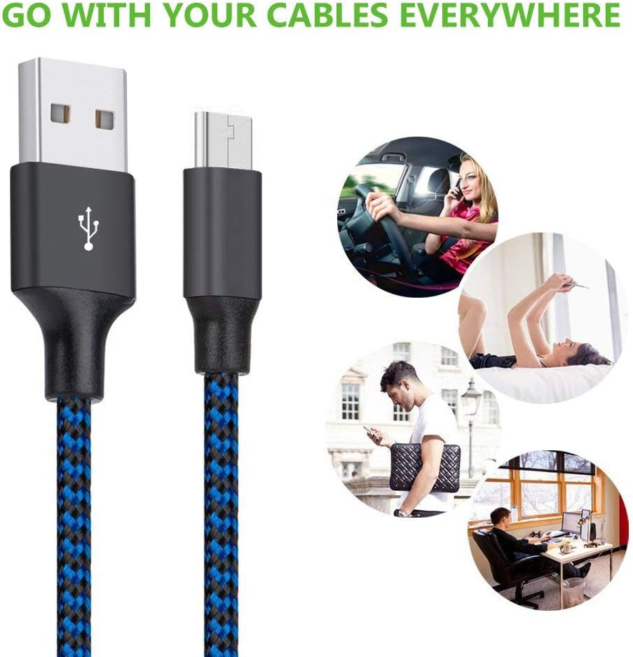 Micro USB Cable 1Ft 5 Pack, Short Android Charger Cable Braided Fast Charging Phone Charger Cord Compatible with Galaxy S7 S6 Edge, Kindle, Note 5, Windows Smartphones and More - Blue