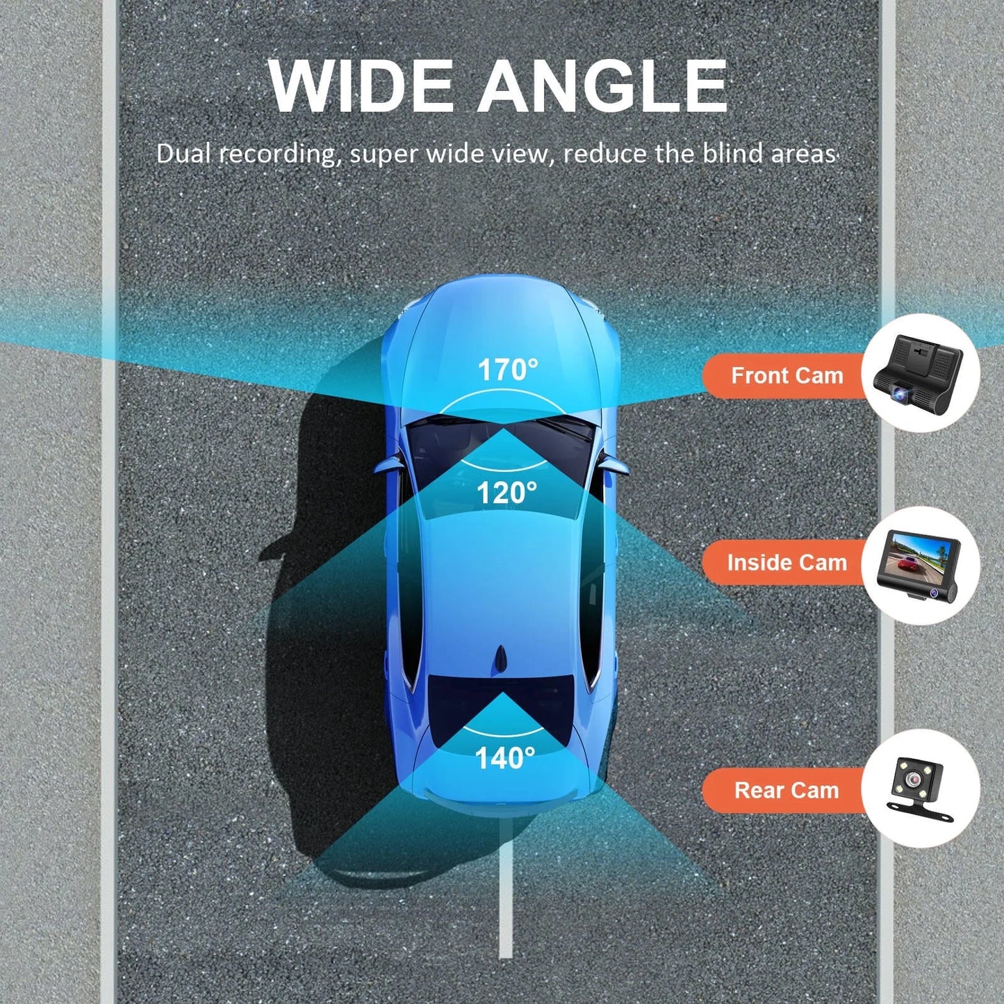 Dash Cam Front and Rear Dash Cam 4 Inch Dashboard Full HD 170° Wide Angle Backup with Night Vision G-Sensor Parking Monitor Loop Recording Motion Detection