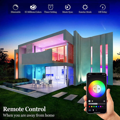 Smart Light Bulb, Wifi & Bluetooth-Compatible 2In1 RGBCW Dimmable Smart LED Bulbs, E27 9W Compatible with Alexa, Google Home, Siri, No Hub Required Remote Control Included (2 Packs)