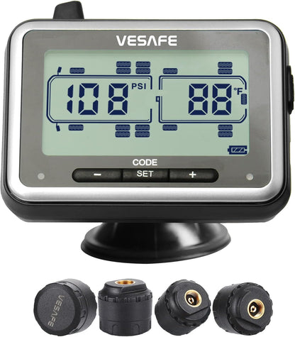 TPMS, Wireless Tire Pressure Monitoring System for RV, Trailer, Coach, Motor Home, Fifth Wheel, with 4 Anti-Theft Sensors