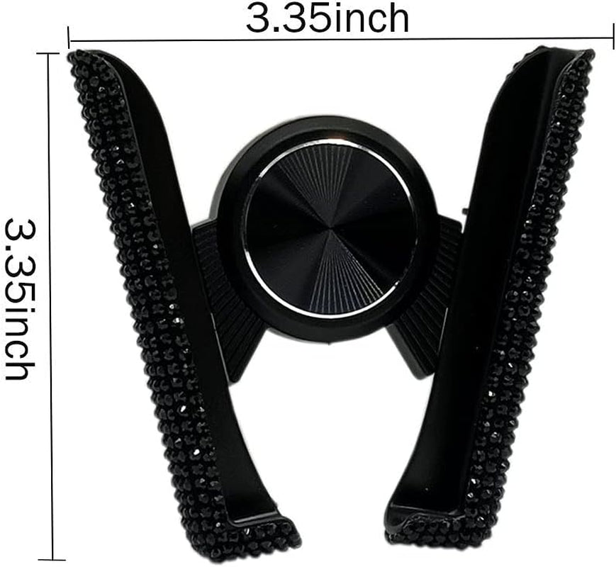 Bling Car Phone Holder, 360 Degrees Adjustable Crystal Auto Car Mount Phone Holder for Dashboard,Windshield and Air Vent (Black)