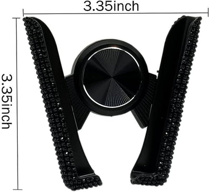 Bling Car Phone Holder, 360 Degrees Adjustable Crystal Auto Car Mount Phone Holder for Dashboard,Windshield and Air Vent (Black)