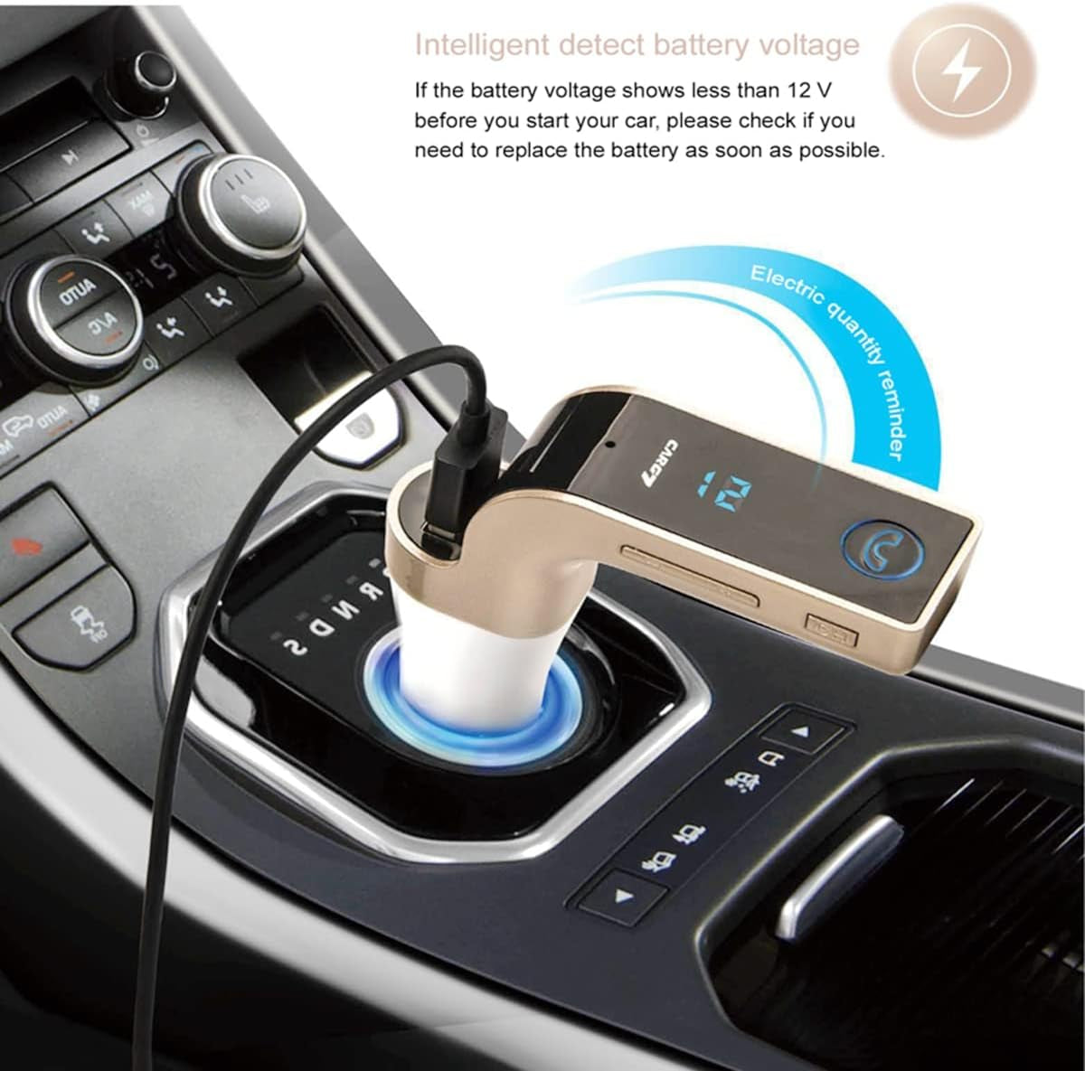 Bluetooth FM Transmitter for Car, Handsfree Bluetooth Receiver Car Kit with Mic/Tf Card/Usb Drive/Aux Play for Iphone,Ipad and Other Android Phones