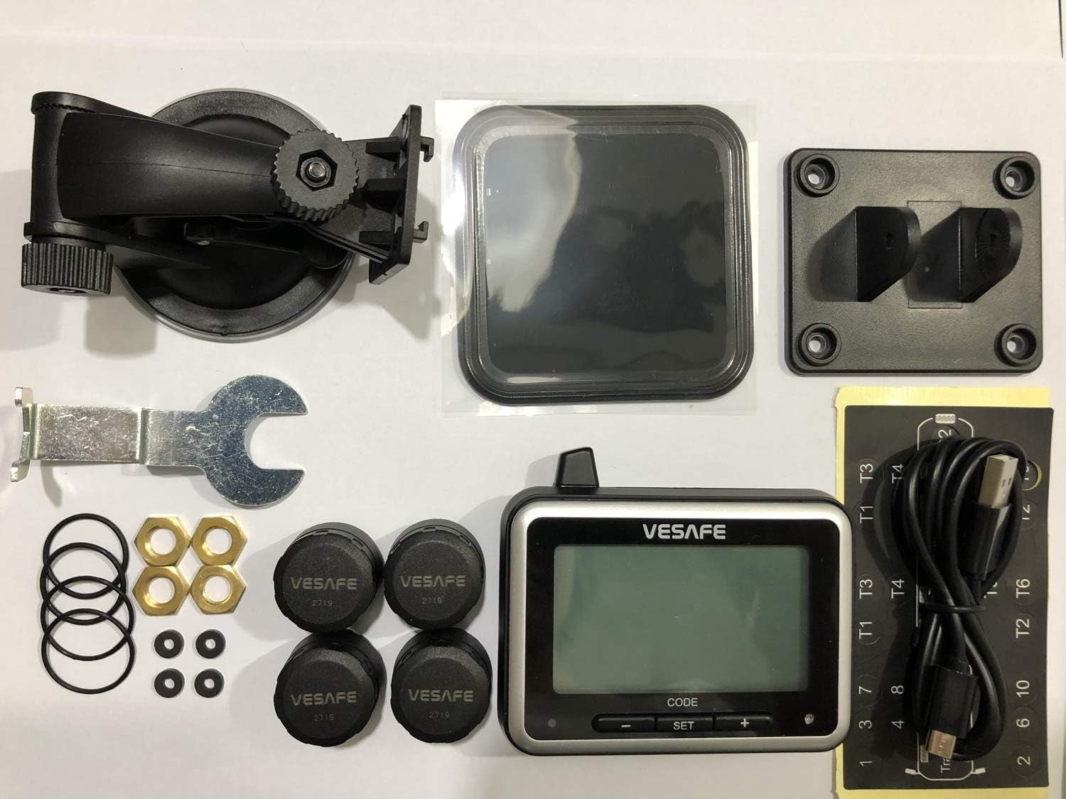 TPMS, Wireless Tire Pressure Monitoring System for RV, Trailer, Coach, Motor Home, Fifth Wheel, with 4 Anti-Theft Sensors