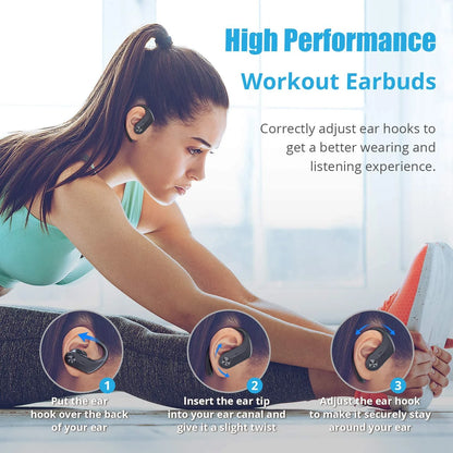 Wireless Headphones,  Bluetooth 5.0 Sport Earbuds Hi-Fi Stereo Bass Sound 130H Playtime IPX7 Waterproof over Ear Wireless Earphones, In-Ear Buds with Mic 2600MAH Charging Case & Volume Control
