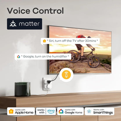 Matter , Work with Apple Home, Siri, Alexa, 15A/1800W Max Smart Outlet, Smart Home Socket 2.4G Wi-Fi, APP Control, Timer, 2 Pack