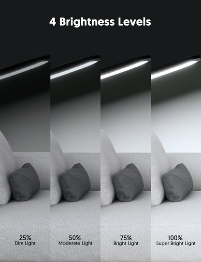 Floor Lamp, Dimmable Black Lamp with 5 Color& 4 Brightness and Adjustable Gooseneck