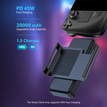 Magnetic Power Bank for Steam Deck, 16000Mah 45W PD Fast Charging Battery Bank Detechable Battery Bank, Dual USB Cable