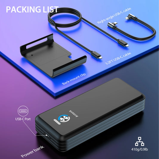 Magnetic Power Bank for Steam Deck, 16000Mah 45W PD Fast Charging Battery Bank Detechable Battery Bank, Dual USB Cable