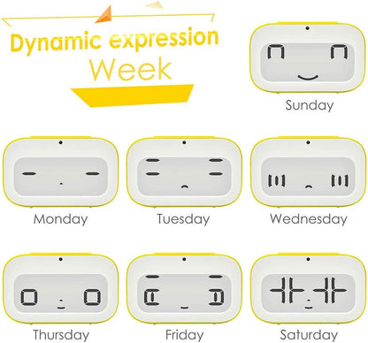 Alarm Clock, Cute Kids Clock Smart Backlight/Temperature/Snooze Wake up Alarm Clocks (Yellow)