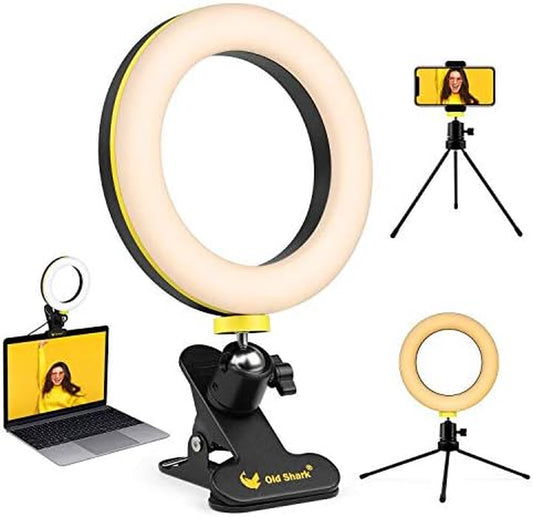 6.3” Ring Light,  Desk Selfie Ring Light with Clamp Mount and Tripod Stand Phone Holder for Laptop Computer, for Youtube Video, Makeup, Selfie, Photography, Live Streaming, Tiktok