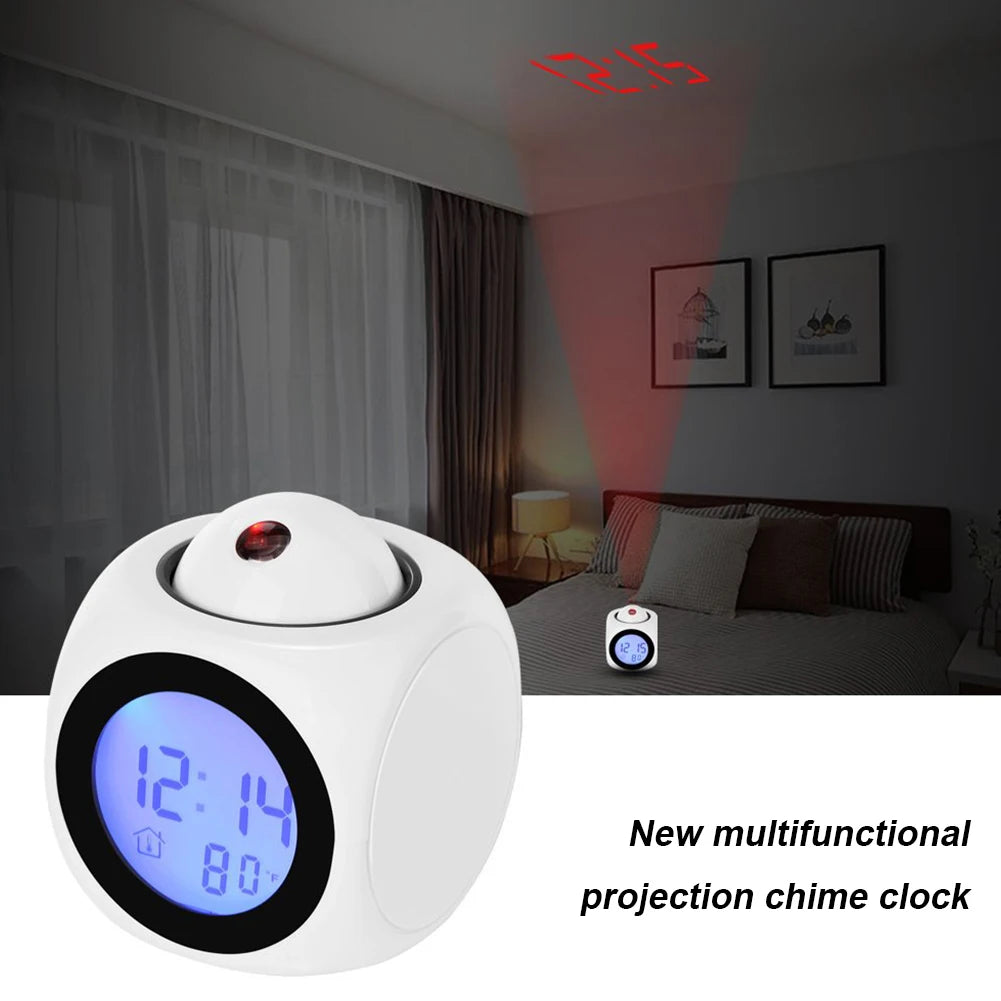 Electronic Alarm Clock Multi-Function Digital Projection Alarm Clock Temperature Display 12/24 Hours for Home Bedroom Decoration