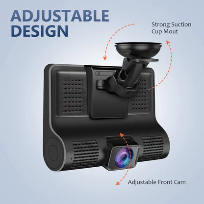 Dash Cam Front and Rear Dash Cam 4 Inch Dashboard Full HD 170° Wide Angle Backup with Night Vision G-Sensor Parking Monitor Loop Recording Motion Detection