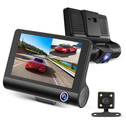 Dash Cam Front and Rear Dash Cam 4 Inch Dashboard Full HD 170° Wide Angle Backup with Night Vision G-Sensor Parking Monitor Loop Recording Motion Detection