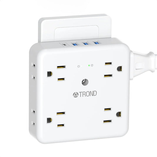 Multi Plug Outlet Extender Surge Protector, 8 AC Outlet Splitter, 3 USB and 1 Type C , On/Off Switch, 1440J White