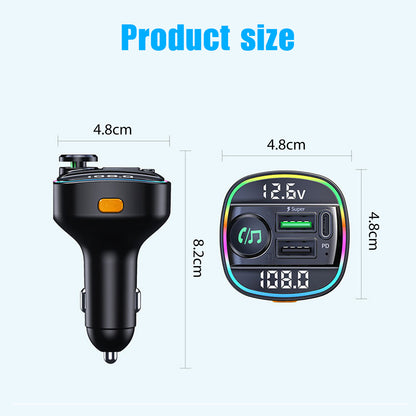Bluetooth 5.0 Car Wireless FM Transmitter Adapter USB PD Charger AUX Hands-Free