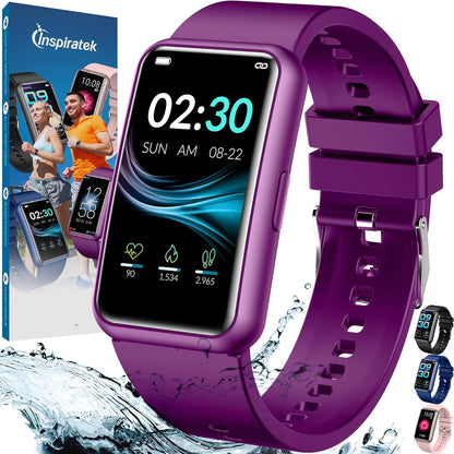 Fitness Tracker Watch - Health Activity & Fitness Trackers for Men & Women - Workout Waterproof Fitness Watch W/All-Day Sleep Tracker, Heart Rate Monitor, Calorie and Step Counter (Purple)
