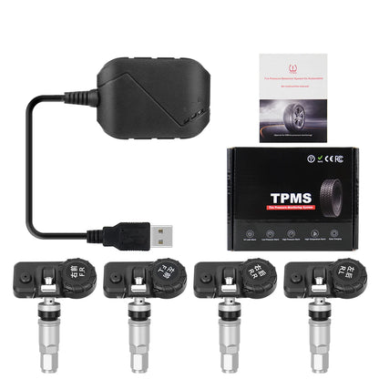 Android DVD TPMS USB Tire Alarm Auto Tire Pressure Monitoring System 4 Tire External / Inner Sensors Temperature Alarm Inner