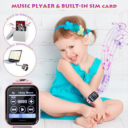 Kids Smart Watch for Boys Girls, Kids Smartwatch with Call SOS 10 Games Camera Music Player Calculator Touch Screen Wristwatch(With 1GB SD Card), Birthday Gift for Kids Aged 4-12 (Pink)