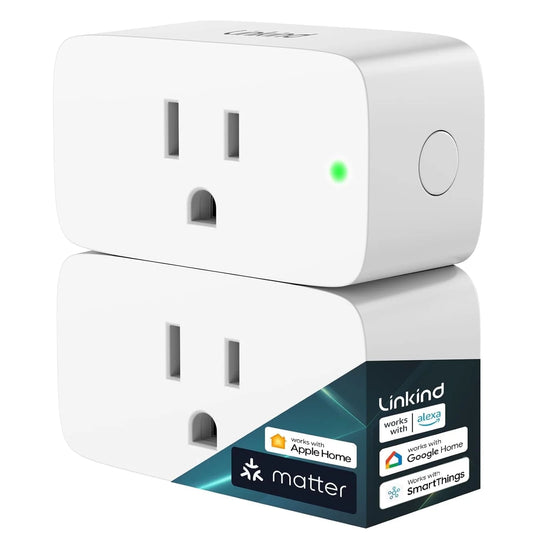 Matter , Work with Apple Home, Siri, Alexa, 15A/1800W Max Smart Outlet, Smart Home Socket 2.4G Wi-Fi, APP Control, Timer, 2 Pack