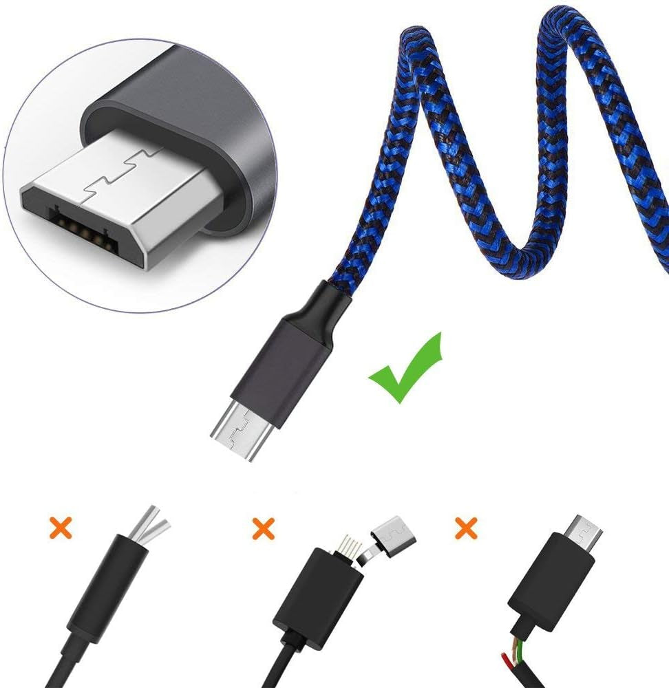 Micro USB Cable 1Ft 5 Pack, Short Android Charger Cable Braided Fast Charging Phone Charger Cord Compatible with Galaxy S7 S6 Edge, Kindle, Note 5, Windows Smartphones and More - Blue