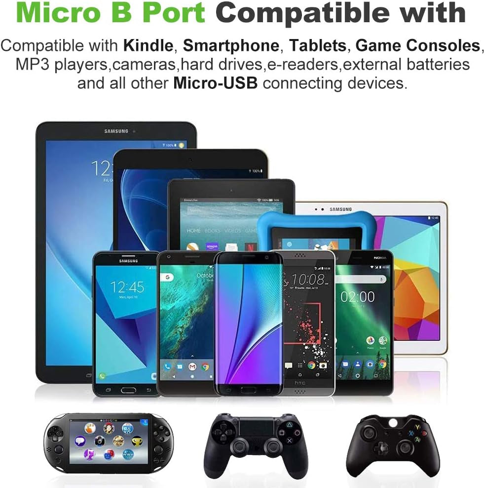 Micro USB Cable 1Ft 5 Pack, Short Android Charger Cable Braided Fast Charging Phone Charger Cord Compatible with Galaxy S7 S6 Edge, Kindle, Note 5, Windows Smartphones and More - Blue