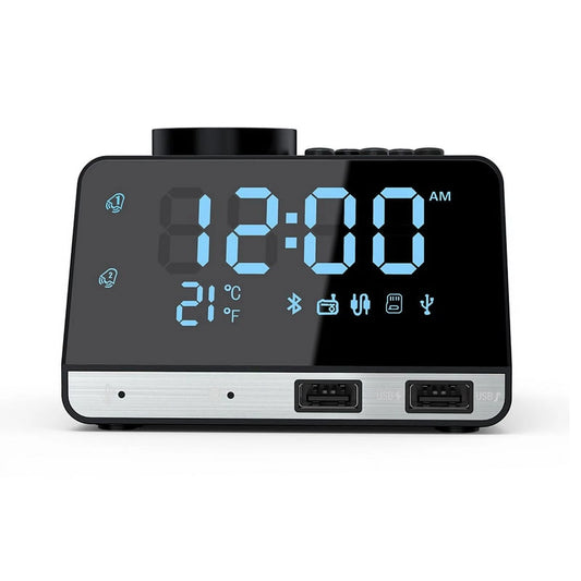 Smart Alarm Clock Radio Bluetooth Digital Speaker Alarm Clocks with Dual USB Charging Port and LED Display