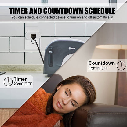 Smart Plug Mini Wifi Outlet with APP Control & Timer Function, Smart Plugs Work with Alexa & Google Assitant, 15A Smart Socket No Hub Required, ETL & FCC Certified(2.4Ghz Only, 2 Pack