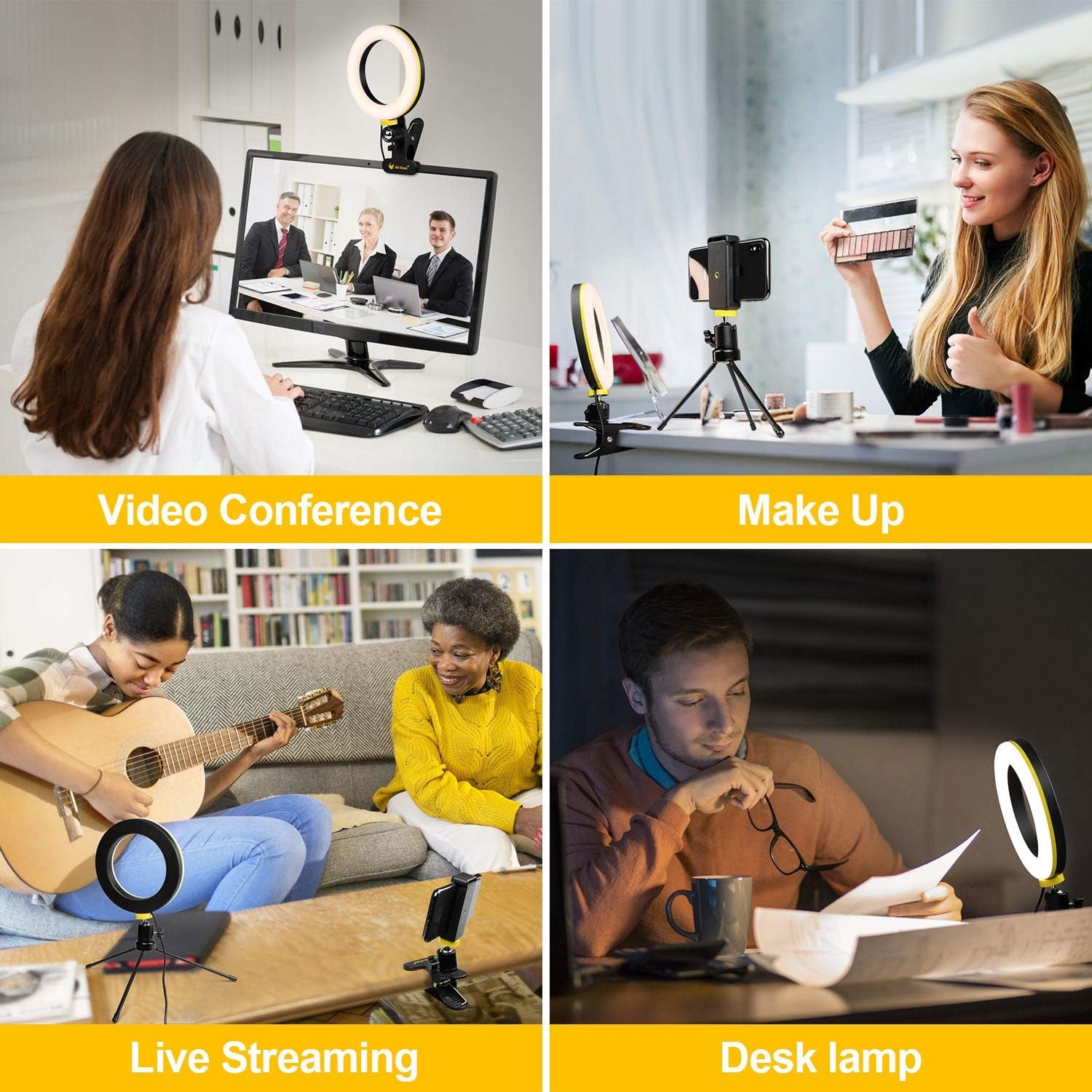 6.3” Ring Light,  Desk Selfie Ring Light with Clamp Mount and Tripod Stand Phone Holder for Laptop Computer, for Youtube Video, Makeup, Selfie, Photography, Live Streaming, Tiktok