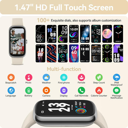 Fitness Tracker Watch with Heart Rate Blood Oxygen Sleep Monitor, IP68 Waterproof Smart Watches, Step Calorie Counter Activity Trackers and Smartwatches for Women Men