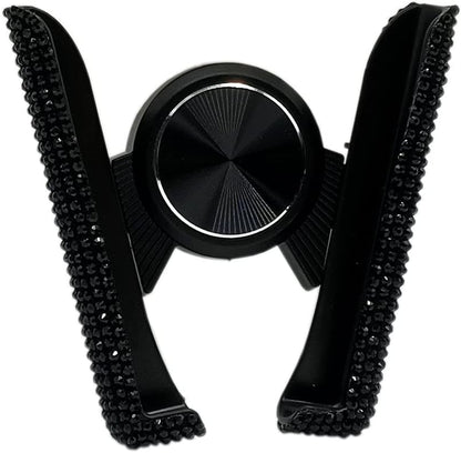 Bling Car Phone Holder, 360 Degrees Adjustable Crystal Auto Car Mount Phone Holder for Dashboard,Windshield and Air Vent (Black)