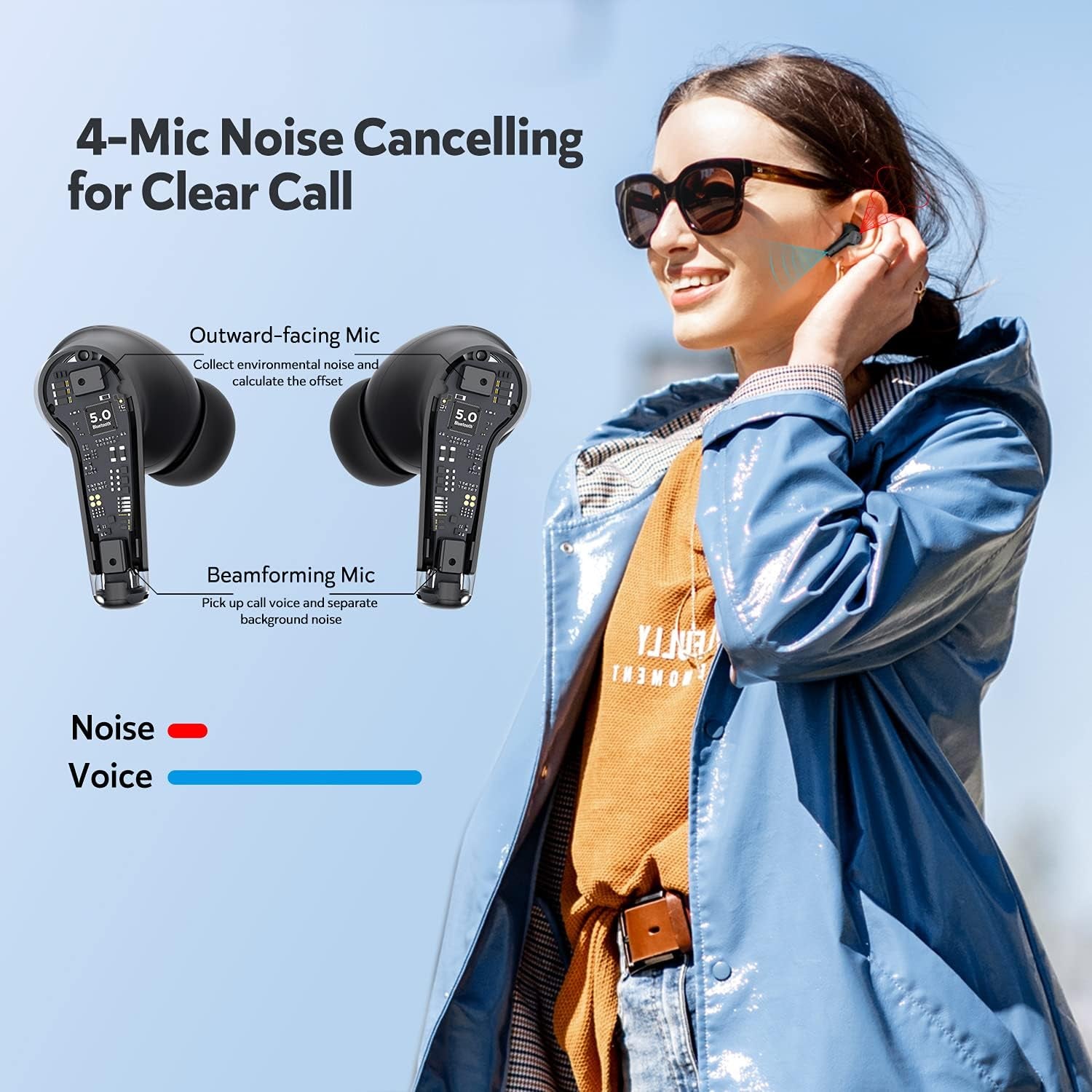 Wireless Earphones, TWS Open Ear Headphones Wireless Bluetooth 5.3 with Flexible Earhooks, Touch Control over Ear Earbuds IPX5 Waterproof Headsets with Mic for Running Workout Sport