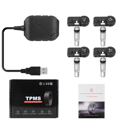 Android DVD TPMS USB Tire Alarm Auto Tire Pressure Monitoring System 4 Tire External / Inner Sensors Temperature Alarm Inner