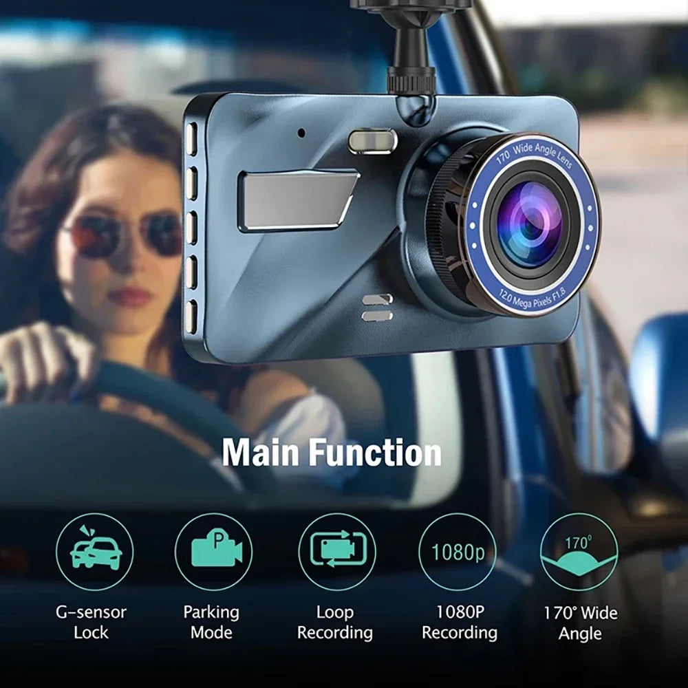 Car DVR 2 Cameras 4.0 Inches Dash Cam Car Video Recorder Auto Registrator Dvrs Dash Cam with Dual Ways Cameras Car Accessories