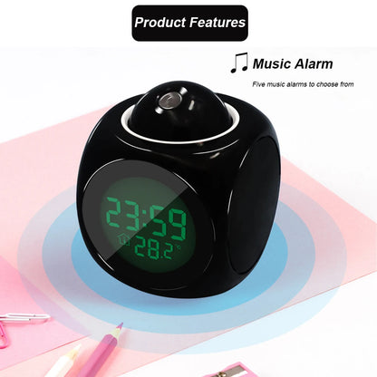 Electronic Alarm Clock Multi-Function Digital Projection Alarm Clock Temperature Display 12/24 Hours for Home Bedroom Decoration