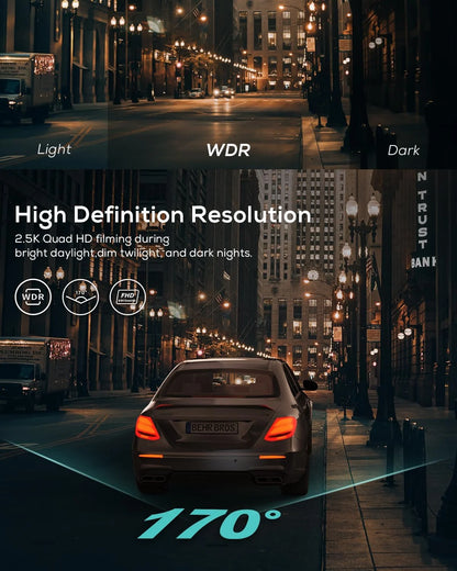 Dash Cam 1080P FHD, IPS Display, Night Vision, Parking Monitor, Motion Detection, Support 128G Max and GPS