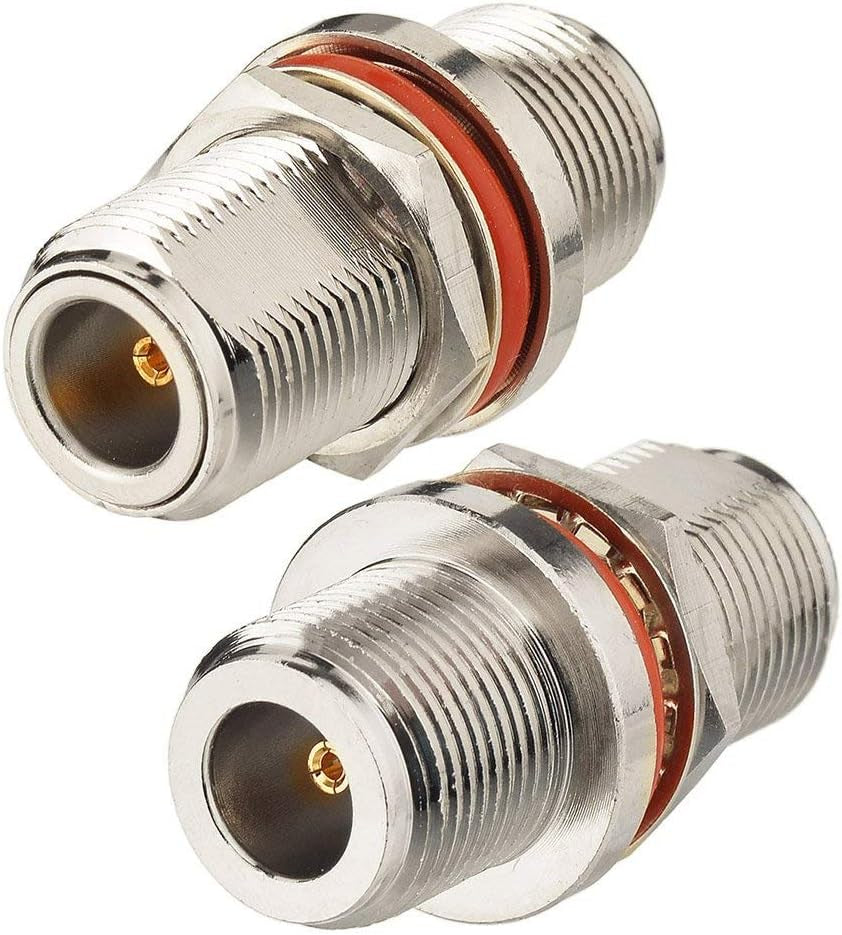 2Pcs N Female to N Female Bulkhead Connector RF Coaxial Adapter